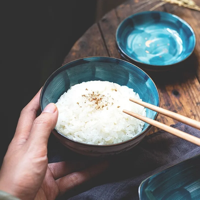 Ручная роспись керамическая тарелка простая Бытовая глазурь на цветную сетку