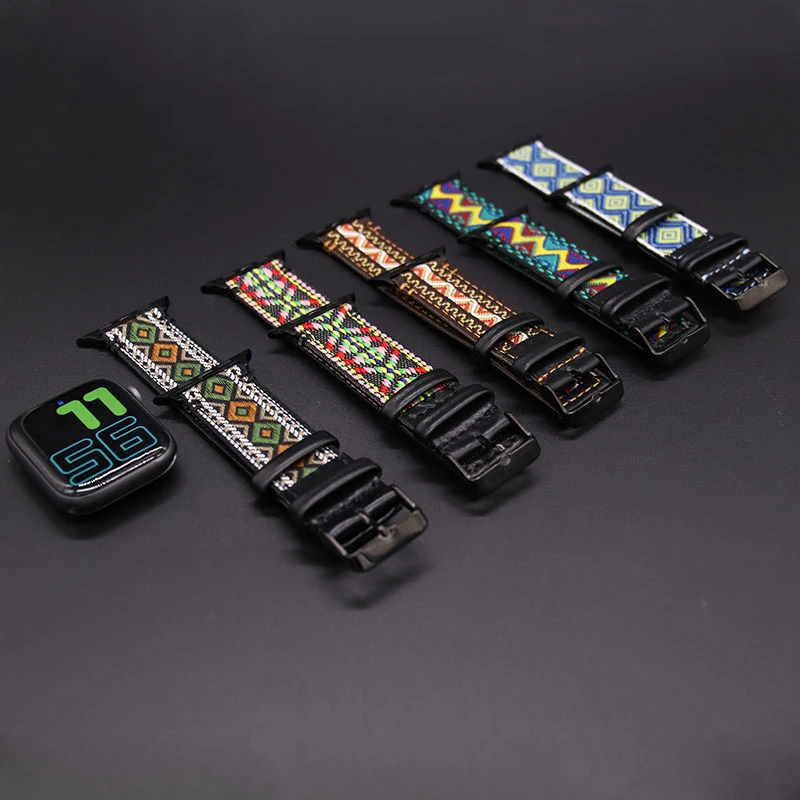 

Nylon+Genuine Leather strap for apple watch band 42mm 38mm iwatch 3/2/1 bracelet for apple watch 6/5/4 44mm 40mm Accessories