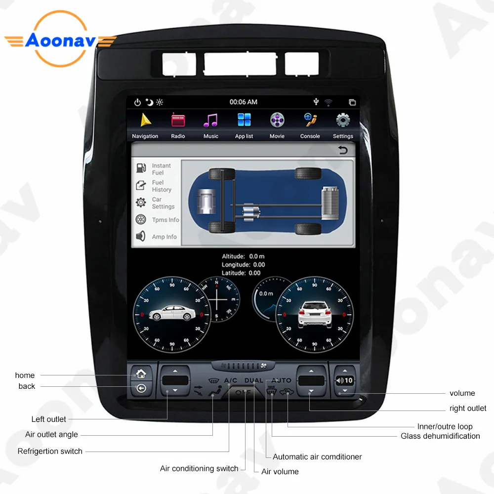 AOONAV 10 4 дюймовый автомобильный радиоприемник DVD-плеер вертикальный экран carplay для