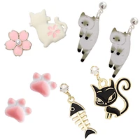cat drop earrings cute fashion anime stud earring for women 2022 new trendy cat paw romantic party wedding jerelry as gift