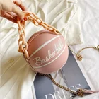 Индивидуальные толстые сумки через плечо на цепочке, кошелек для женщин, круглая баскетбольная сумка 2021, модная кожаная женская сумка-мессенджер