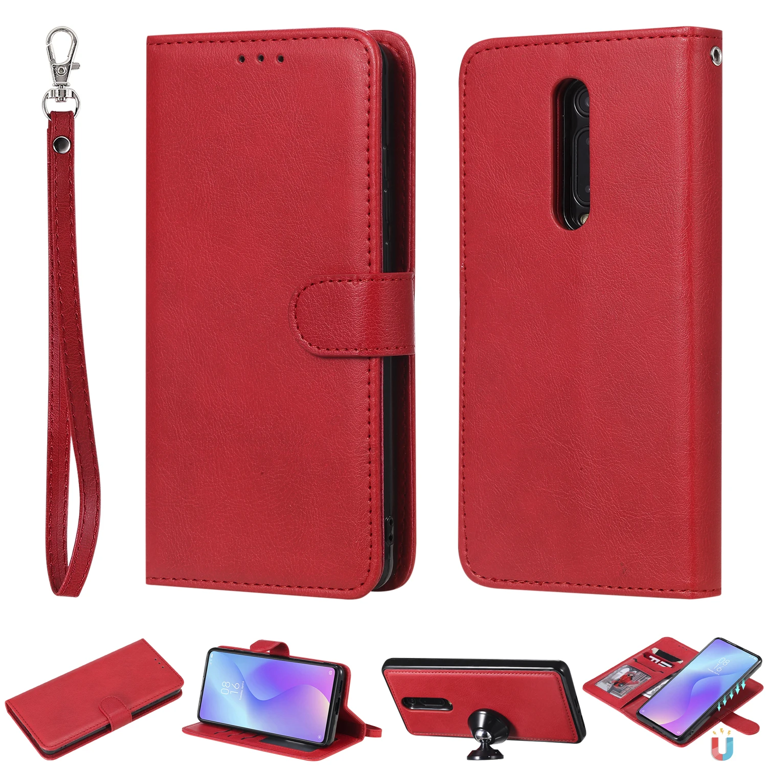 Флип-чехол для Xiao mi Red mi K20 Pro Note 7 Pro Магнитный 2 в 1 деловой кожаный бумажник съемный для Xiaomi mi 9T чехол