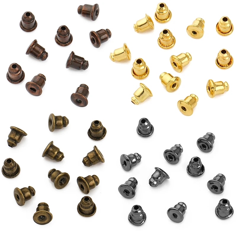 

BITWBI 100pcs Copper Metal Bullet Hard Earring Backs Plugging Blocked Ear Back DIY Earrings Jewelry Making Findings Accessories