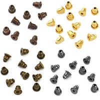 bitwbi 100pcs copper metal bullet hard earring backs plugging blocked ear back diy earrings jewelry making findings accessories