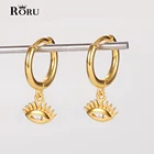 S925 925 пробы серебра с клипсами Дурной глаз серьги в виде колец, очарование Huggie позолоченный кулон для Для женщин и девочек в стиле панк Мода маленькие серьги в виде колец, Новинка