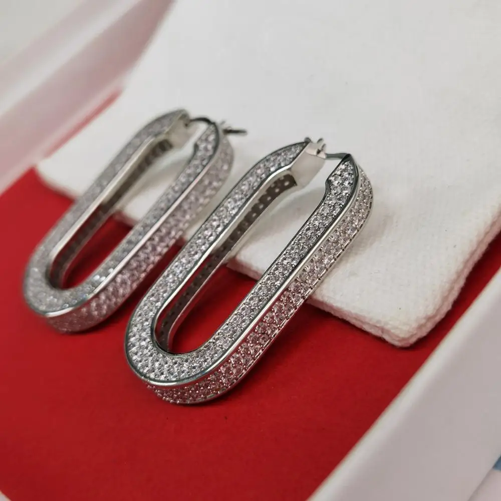 

High quality all zircon fashion women's long drop earrings luxury party Earrings popular brand Girl Gift