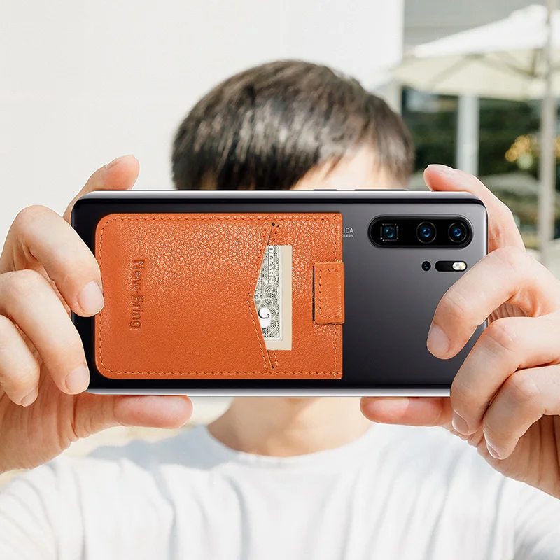 NewBring, ультра тонкий, натуральная кожа, универсальный, задний ID держатель для карт, для телефона, бизнес, кредитный карман, 3 м, клейкий чехол, наклейка