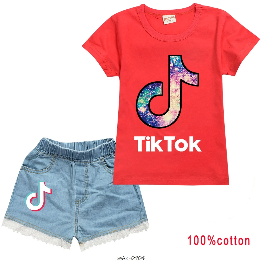 Футболка Tik Tok комплект из двух предметов спортивный костюм рубашка с коротким
