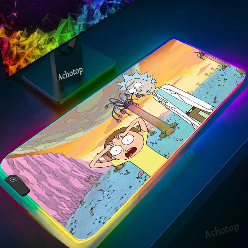 

LED Rick Gaming Mouse Pad Computer Mousepad RGB Large Mouse Pad Gamer XXL Mouse Carpet Mause Pad PC Desk Play Mat with Backlit