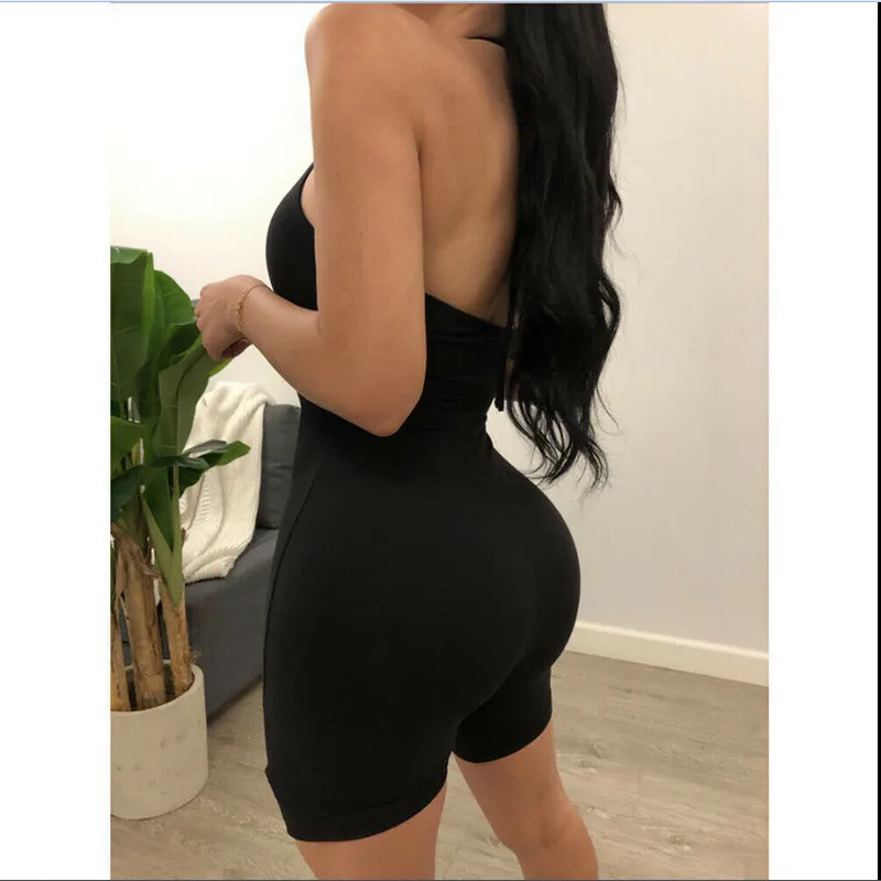 2019 горячая распродажа женский комбинезон без рукавов сексуальный однотонный