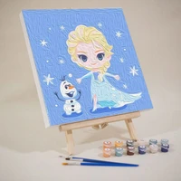 disney girls princess frozen oil painting set cartoons boys mickey minnie handmade diy drawing toy birthday gifts