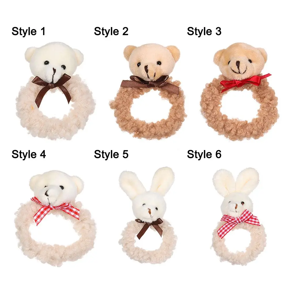 Милый медведь искусственная эластичная повязка для волос Корейская милая
