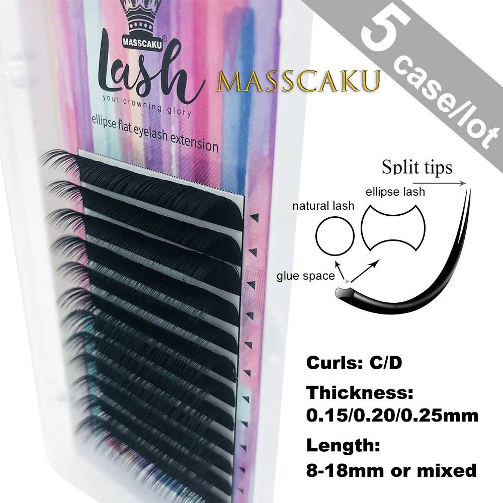 В виде плоского эллипса накладные ресницы в форме 5 пачек/партия объемное