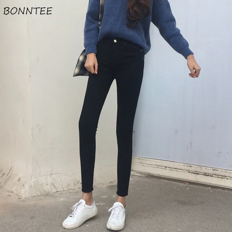 Джинсы Женские однотонные облегающие элегантные s джинсы карандаш до щиколотки