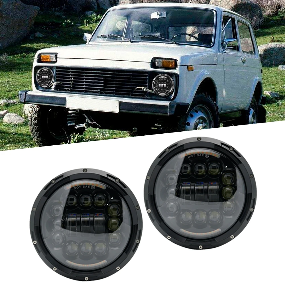 2 шт. для Lada 4x4 urban Niva " дюймовый круглый светодиодный фары Hi/Lo луч подходит 97-17 для Jeep Wrangler JK TJ LJ