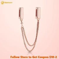 danturn new 925 sterling silver beads rose safety chain clip charm fit original reflexion bracelets women jewelry making gift