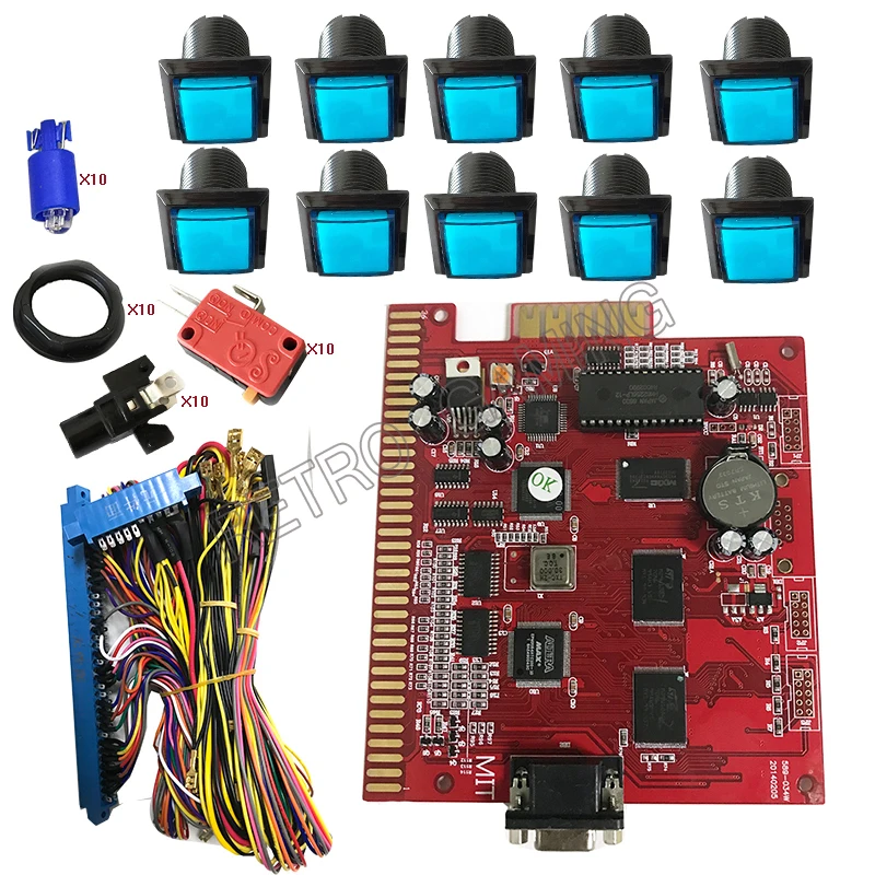 

Casino Poker Game Board Kit 7X in 1 Slot Motherboard 33mm LED Square Push Button 36pin Jamma Cable Build Slot Gambling Machine