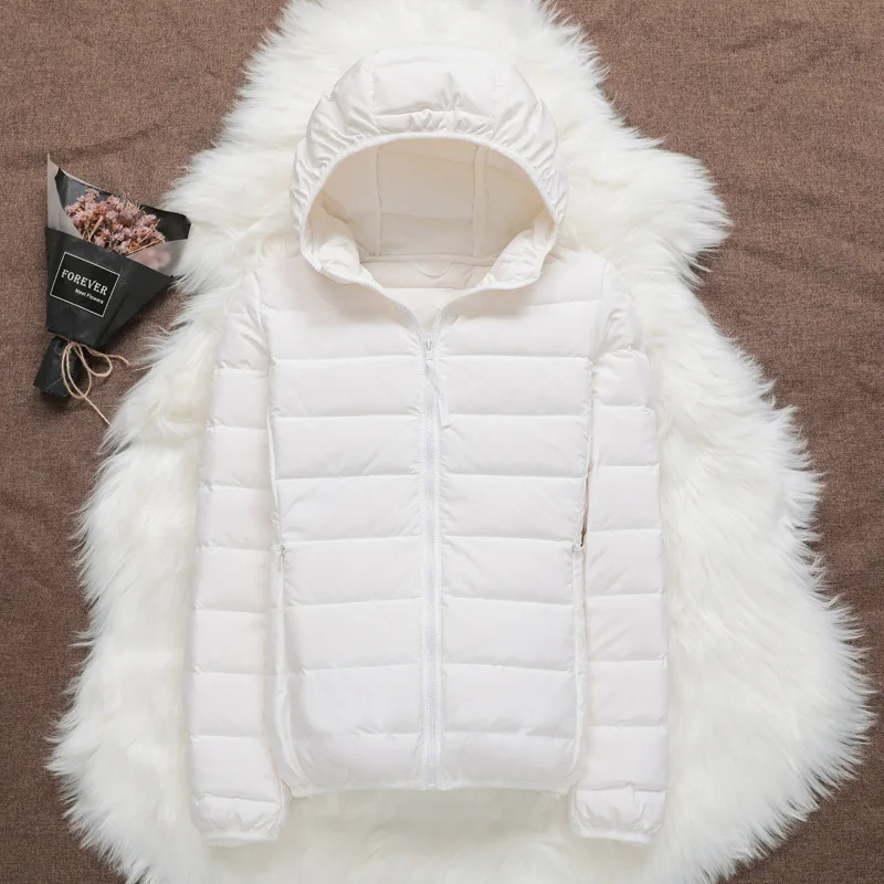 

Autumn and winter new seamless lightweight down jacket women's short hooded stand-up collar lightweight slim thin cotton jacket