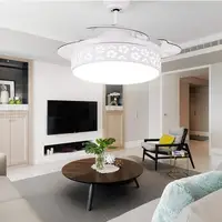 42 Inch Modern Chandelier Ceiling Fans with LED lights, White Chandelier Fan Remote Control Retractable Blades 3 Color Dimming