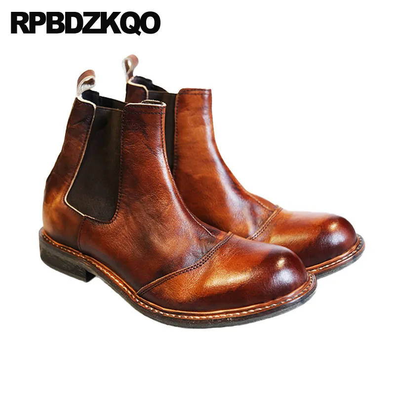 2018 осень осенняя ботильоны слипоны короткие мужская коренастый итальянский