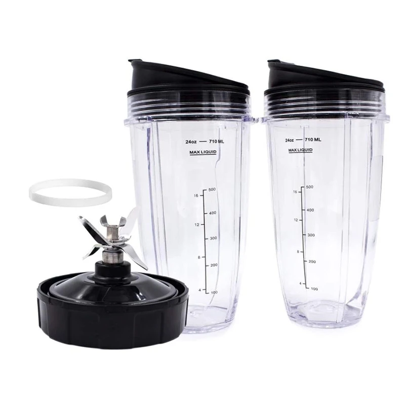 

Replacement Ninja Parts 7 Fins Extractor Blades and 24OZ Ninja Blender Cup with Seal Lid,for Nutri Ninja Auto IQ Series