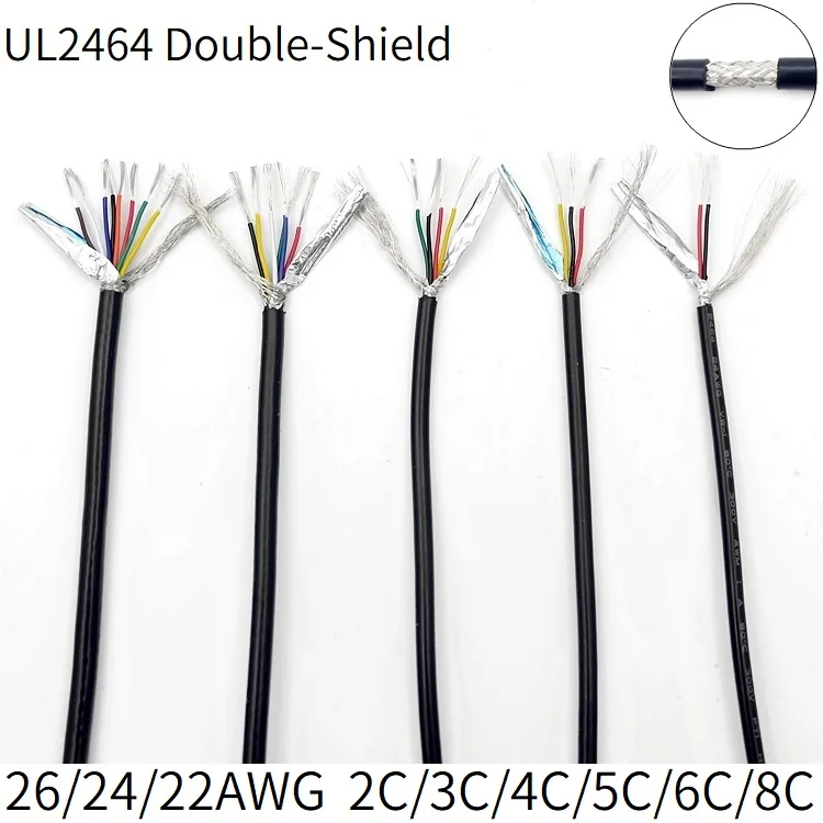

2/5/10M Shielded Wire 26AWG 24AWG 22AWG Channel Audio Line 2 3 4 5 6 8 Cores Copper Signal Control Cable Sheathed Wire UL2464