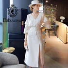 Юбка-миди женская с разрезом и высокой талией, на осень