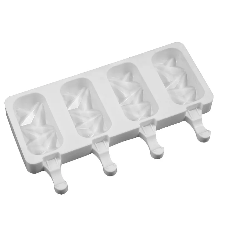 

4-hole Ice Cream Silicone Mold DIY Popsicle Making Tool Practical Popsicle Mold Creative Kitchen Accessories Non-stick Portable