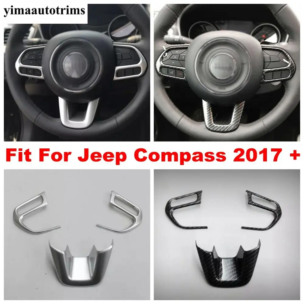 

Car Steering Wheel Frame Cover Decoration Sticker Strip Trim ABS Carbon Fiber / Matte Style 3Pcs For Jeep Compass 2017 - 2021