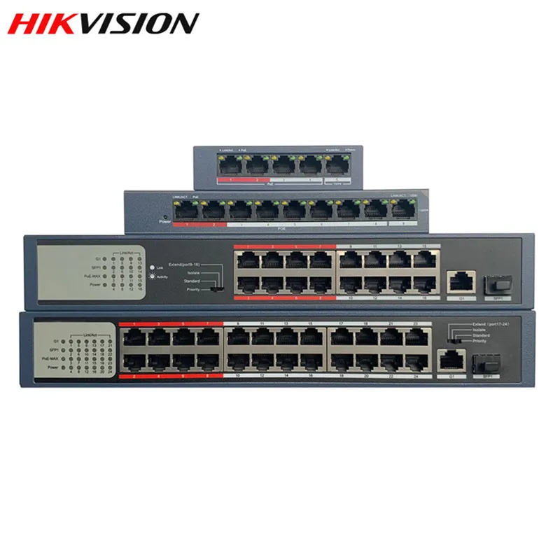 Original HIK 4CH 8CH 16CH 24CH PoE LAN Network Switch, DS-3E0105P-E/M DS-3E0109P-E/M DS-3E0318P-E/M DS-3E0326P-E/M Economic