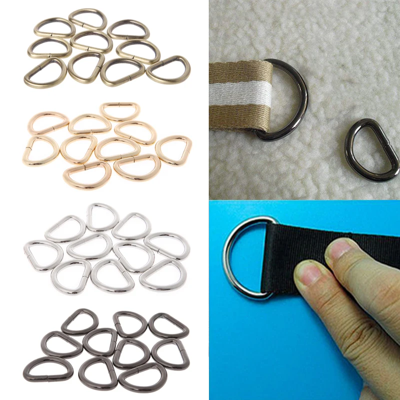 

10 pcs 13mm 16mm 20mm 25mm Alloy Metal D-shaped Buckle D ring Semicircle Button Bags Metal Accessory