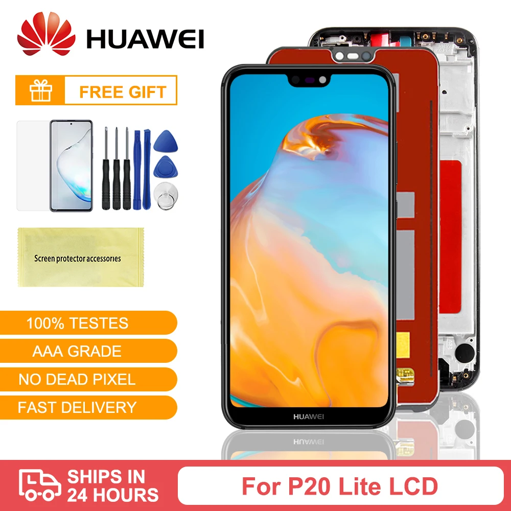 Тест для Huawei P20 Lite дисплей сенсорный экран с рамкой HUAWEI ANE LX1 Nova 3e ЖК в сборе|Экраны