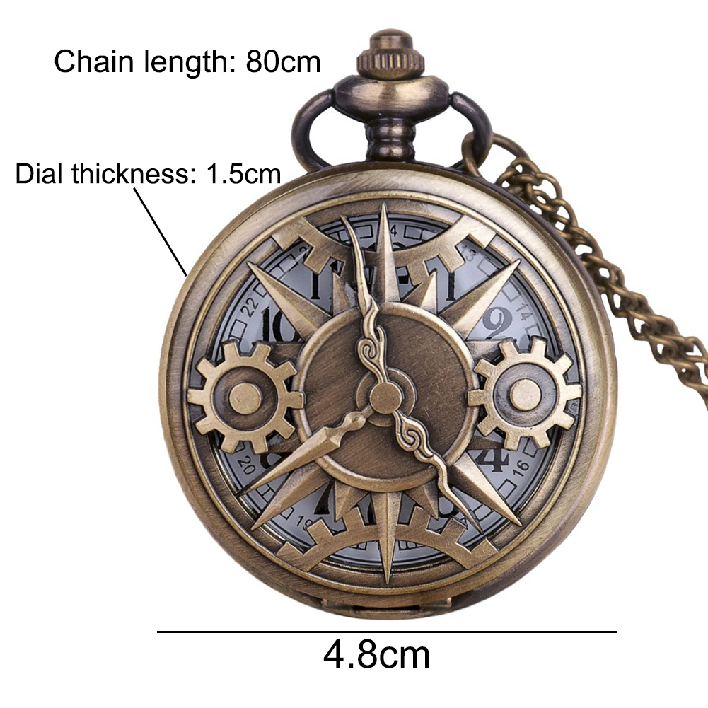 

Vintage Unisex Hollow Gear Arabic Number Quartz Pocket Watch Pendant Necklace Alloy Plastic Daily Quartz Unisex Vintage Travel