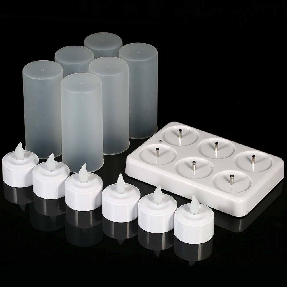 12 шт. светодиодный свечи USB Перезаряжаемый светильник мерцающие короткие без