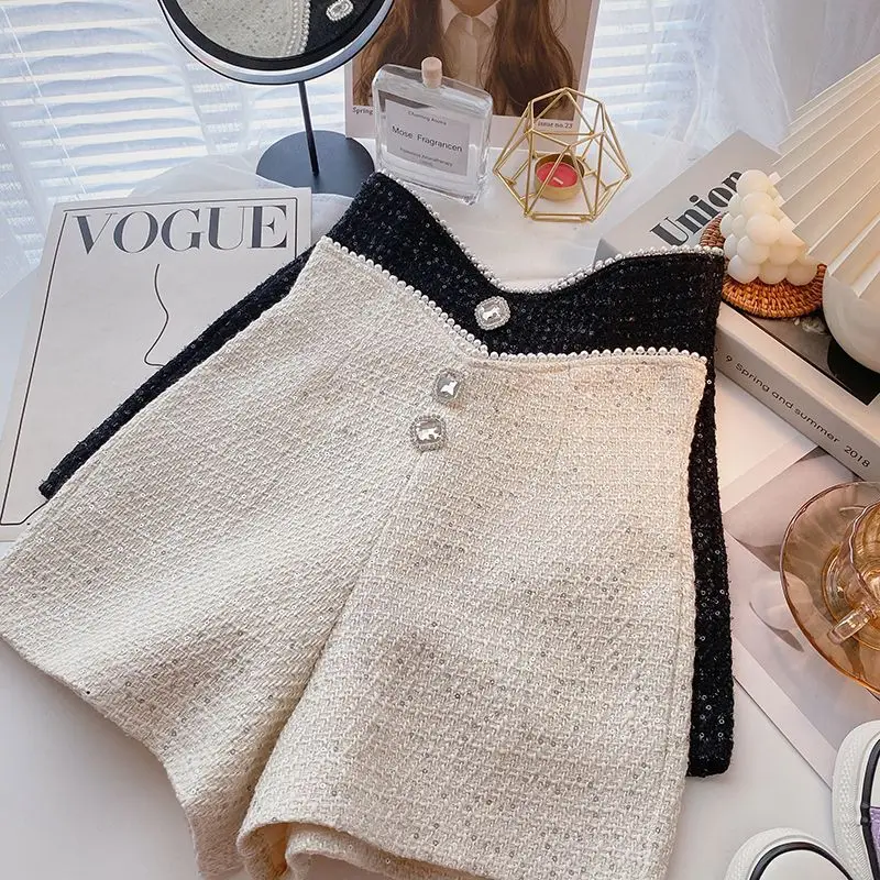 

DIMI Women's Shorts Diamond Bow Shorts Slim Wide Leg A-Line Sexy Shorts Summer Fashion New