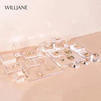 clear acrylic jewelry display stand for ring earrings pendant necklace presentation holder shop window counter organizer shelf