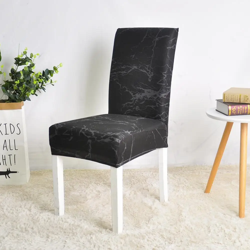 Black marble 1/2/4/6 шт. в европейском стиле печати чехлы на стулья эластичные чехлов для свадьбы, банкета, на застежке отель fundas para sillas de comedor - Цвет: Black marble