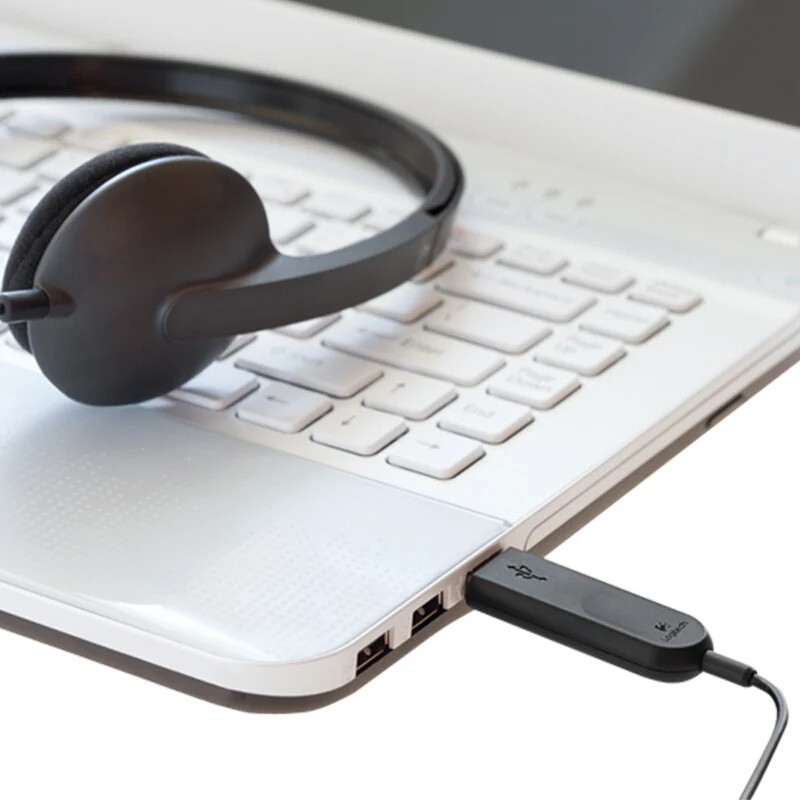 Оригинальные компьютерные наушники Logitech H340 с USB-разъемом предназначенные для