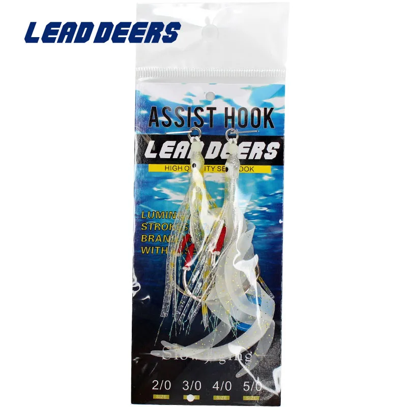 Leaddeers, 10 шт./лот, Япония, новинка, медленный джиг, крючки, светящиеся, Gamakatsu, рыболовные крючки для соленой воды, светящиеся лазерные рыболовные крючки, 2/0-5/0