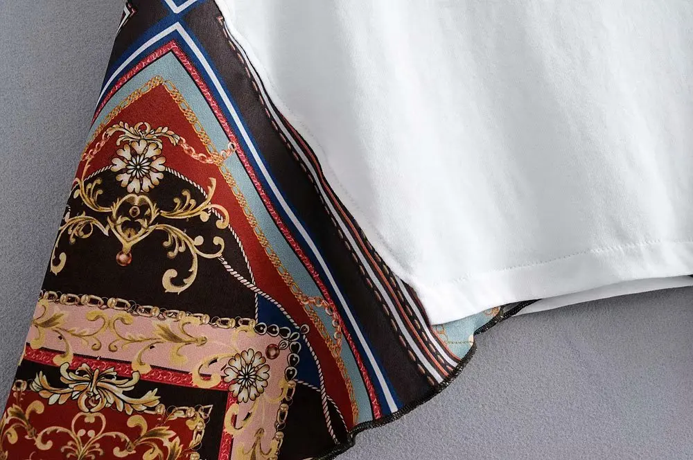 Женская Винтажная футболка с асимметричным принтом украшение для шарфа