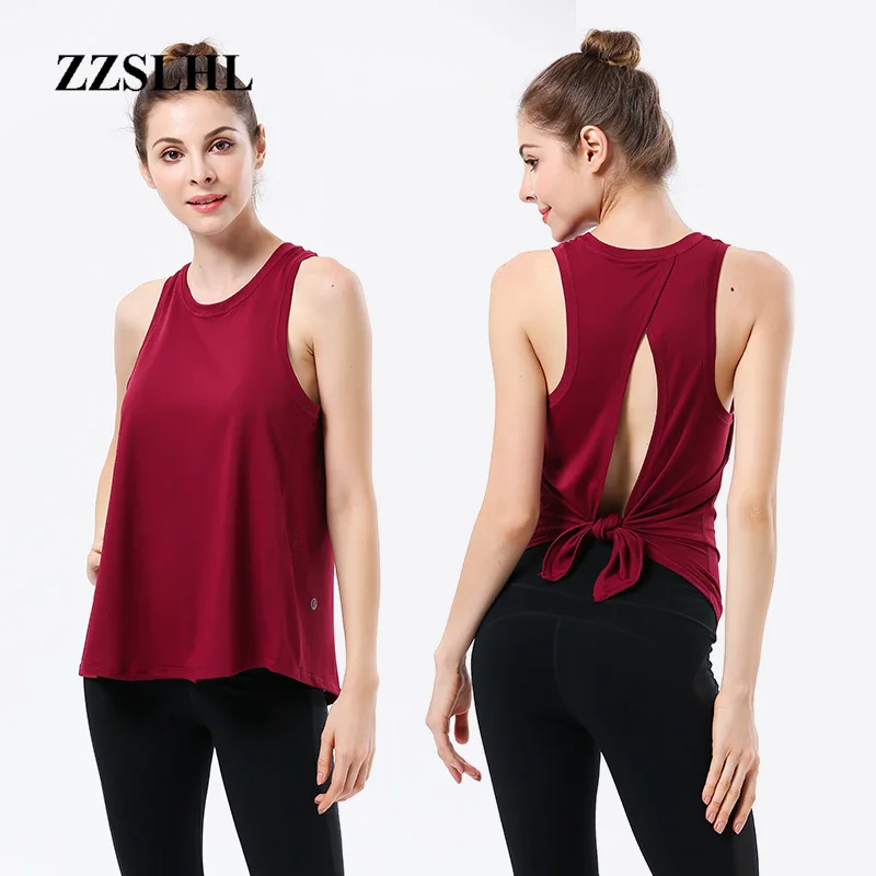 Красная Сексуальная Открытая Женская Спортивная майка для йоги женская