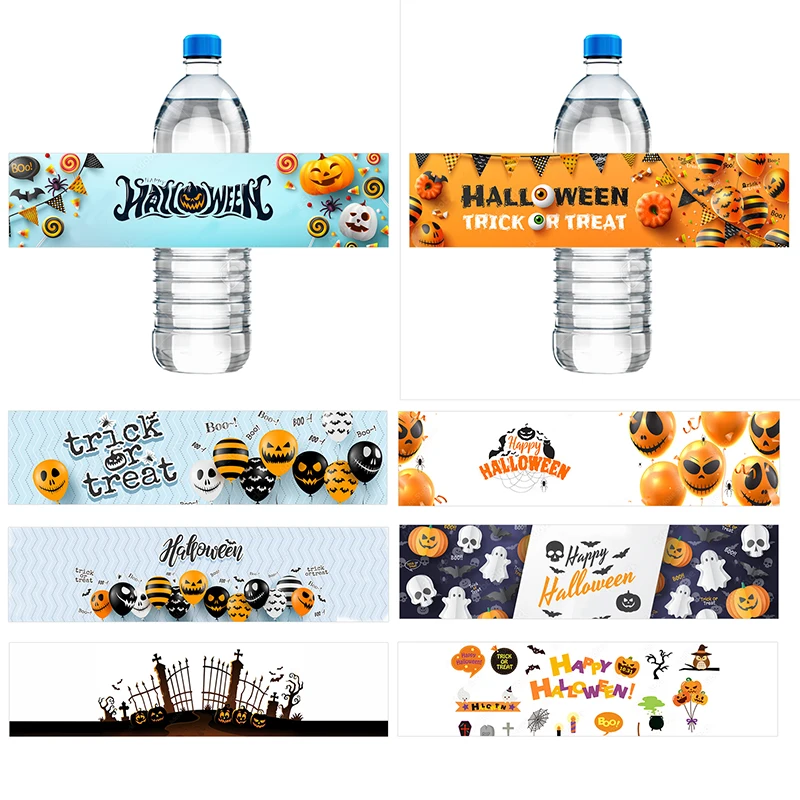 

10pcs Halloween Water Bottle Labels Stickers Seal Sealing Sticker Labels Happy Halloween Party Decoration
