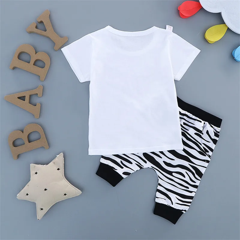 Детский хлопковый костюм Zi Ning летняя одежда с коротким рукавом для мальчиков и