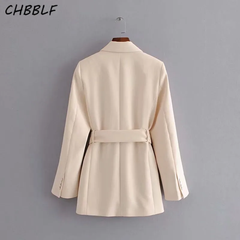 Женский Стильный однотонный Блейзер CHBBLF с поясом бантом пальто отложным
