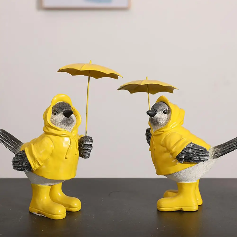 Скульптура в виде зонтика и птицы декоративное украшение из желтой смолы