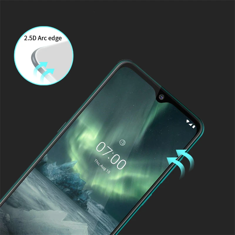 Vidrio templado para Nokia 6,2, pel&iacute;cula de pegamento Full HD 9H, Protector de pantalla de vidrio duro para Nokia 6,2, 2 uds.-2