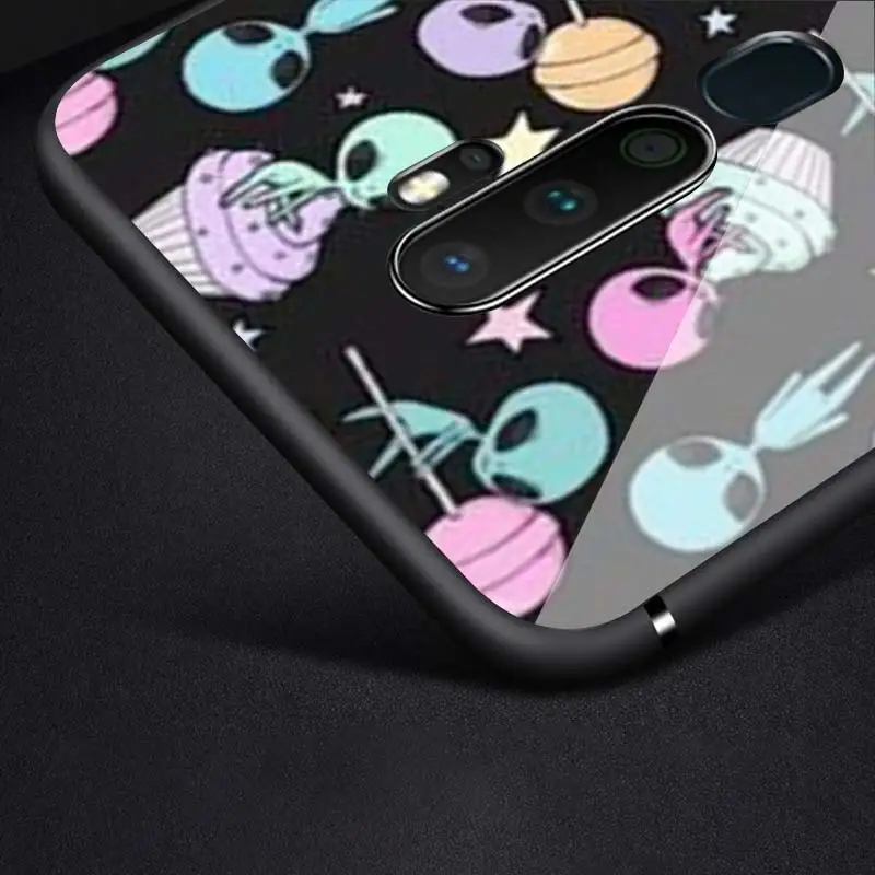 

Cute Cartoon Space Alien for OPPO Reno 2 Z 2Z 2F 3 4 Pro 5G F7 A5 A9 2020 Super Bright Black Phone Case Soft Cover Shell