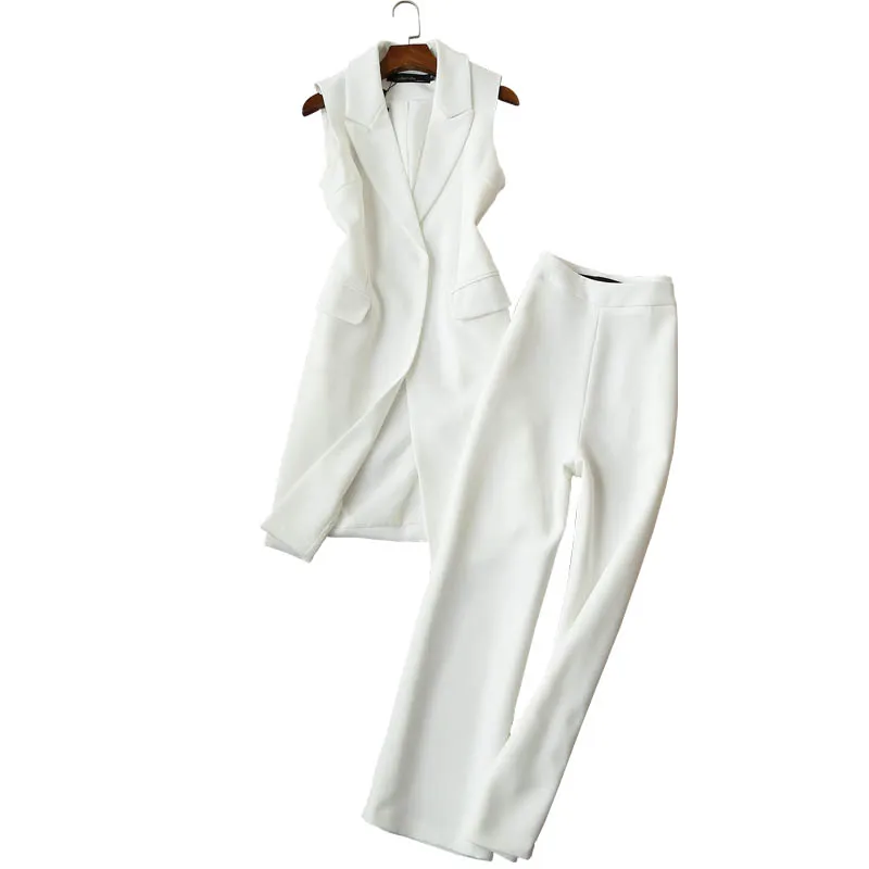 

Ladies Vest Suit Spring And Autumn New Korean Suit Two-piece Suit Long Vest Jacket Wide Leg Pants Suit Nine Pants Women