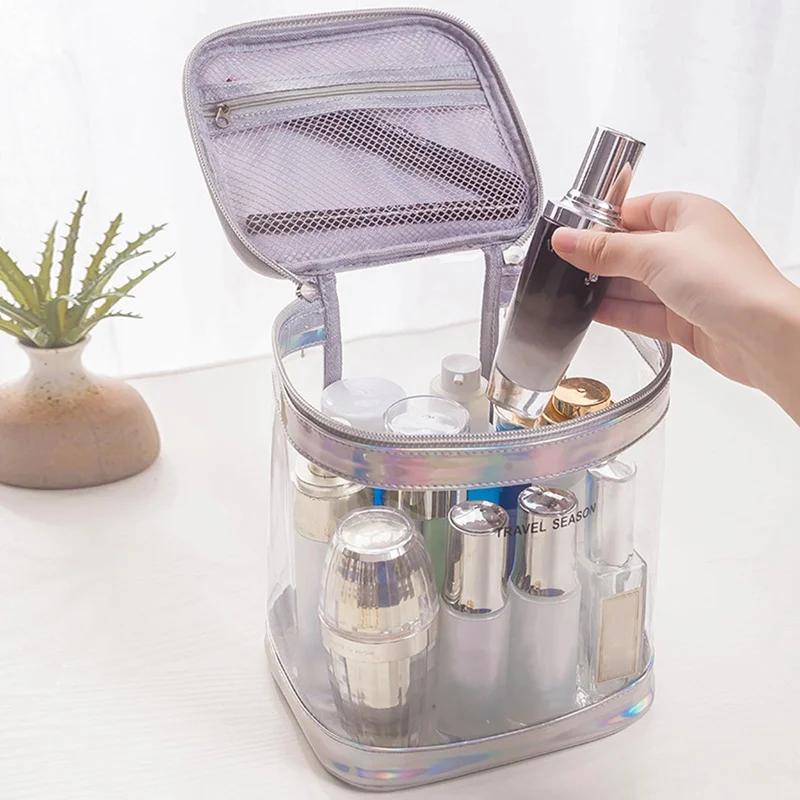 Серебристая Водонепроницаемая косметичка из ПВХ чехол для косметики Женская