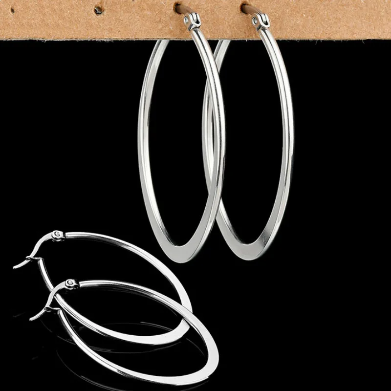 Женские овальные серьги кольца Eleple круглые подвески из титановой стали